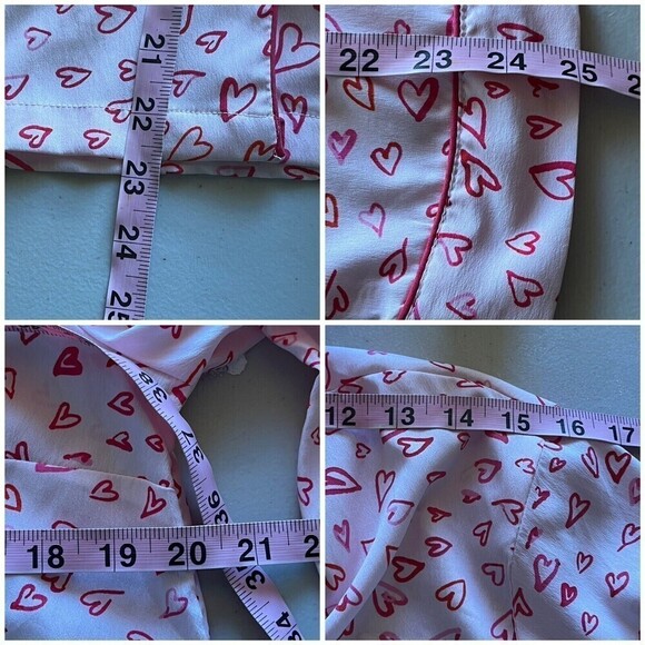 Joie All Over Heart Novelty Print Button Up Long Sleeve Pajama Top  M - Picture 5 of 8